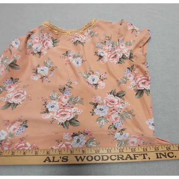 No Comment Floral Wrap Top Sz L Lace Trim Tie Y2K Cottagecore Coquette Romantic - Picture 13 of 14
